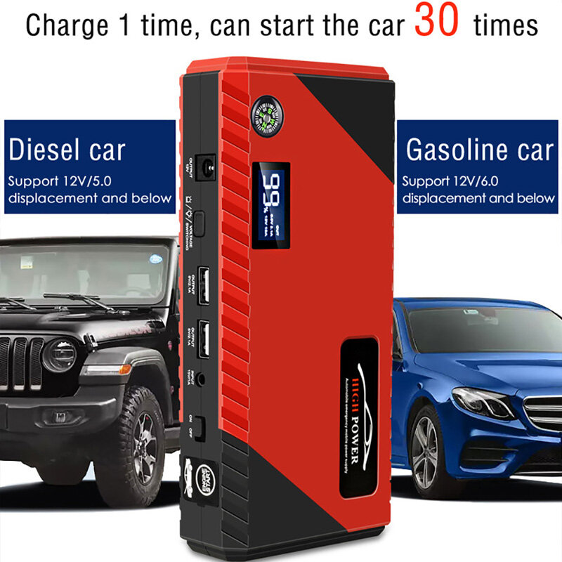 99800mAh Car Jump Starter Power Bank 1200A Portable Car Battery Booster Charger 12V Starting Device For Petrol Diesel Car