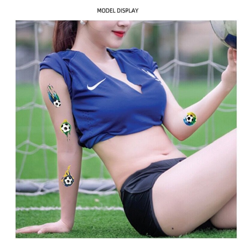 10Pcs/Pcak ชั่วคราว Tattoo สติกเกอร์กันน้ำฟุตบอลฟุตบอลรอยสักปลอมวางบนใบหน้าแขนขาสำหรับเด็ก Body art