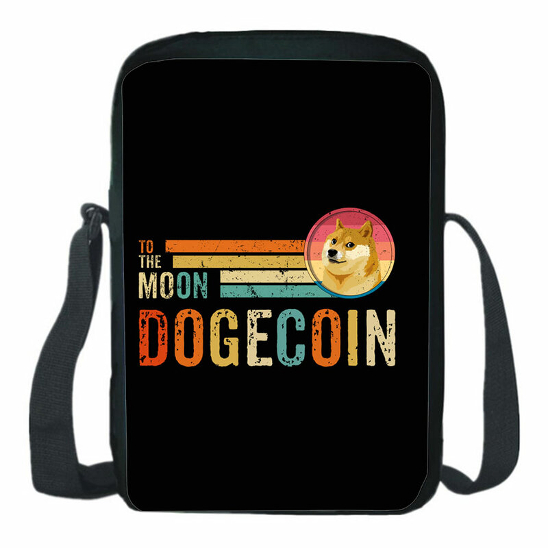 Dogecoin-Mini bolso escolar para teléfono para niño y niña, bandolera pequeña informal con Diagonal, bandolera ligera