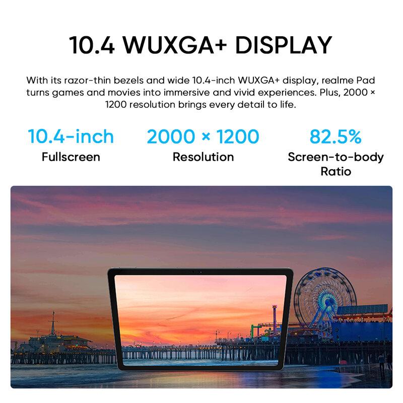 Realme 안드로이드 태블릿 Helio G80 10.4 인치 WUXGA + 디스플레이, 글로벌 버전 지원, 1TB SD 확장, 7100mAh 대용량 배터리