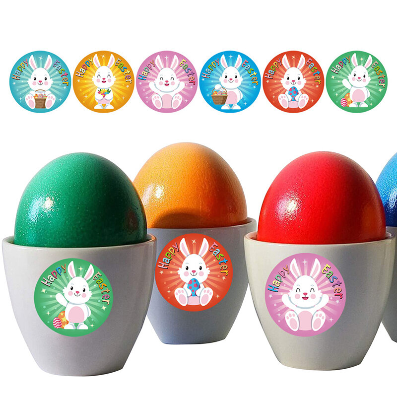 100-500Pcs Happy Easter กระต่ายน่ารัก/ไข่สติกเกอร์ของขวัญซีลป้ายเบเกอรี่แพคเกจ Party DIY ห่อกล่องเด็กของขวัญตกแต่งกระเป๋า