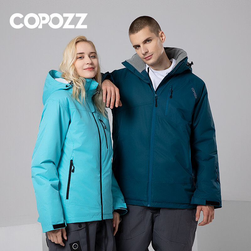 COPOZZ Snowboard Ski Jacket Men Winter Hooded Warm Parkas Waterproof Male Snow Jacket for Hiking Camping Skiing S-XXL Size
