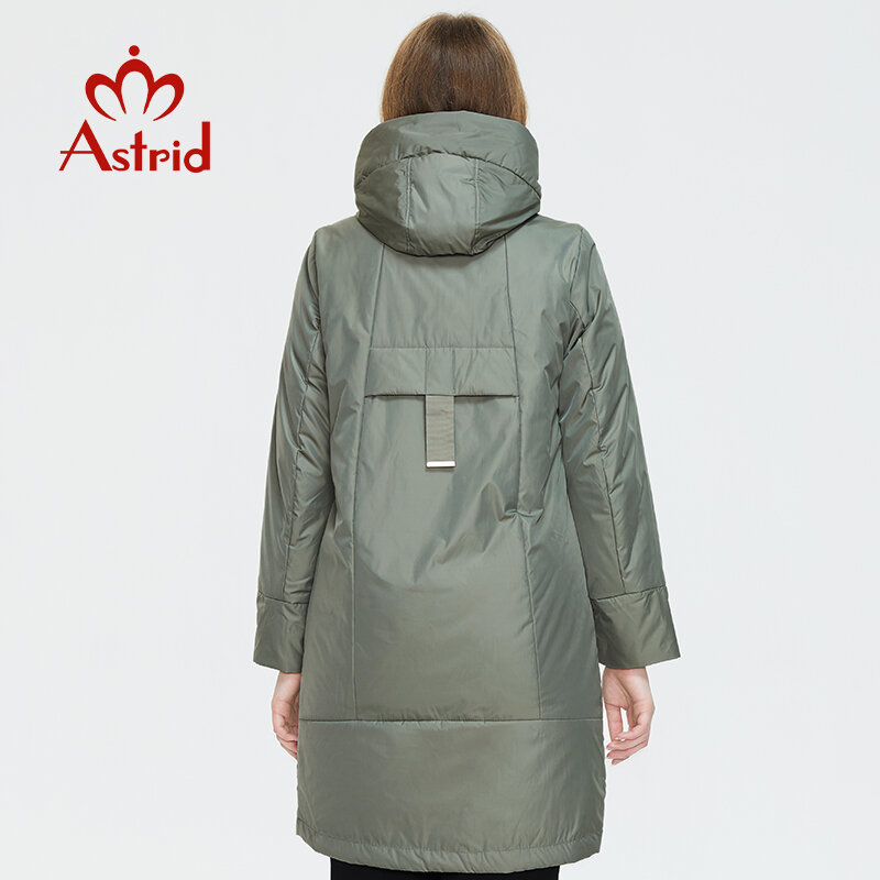 Astrid jaket bertudung untuk wanita, jaket panjang musim dingin baru 2022, jaket modis ukuran ekstra besar motif bertudung untuk wanita 9726