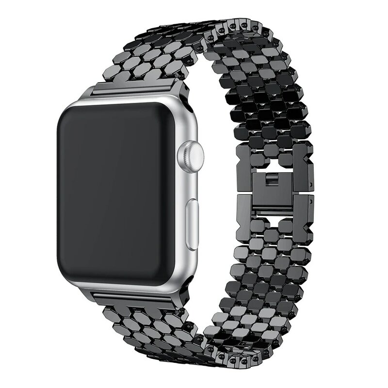 Ремешок из нержавеющей стали для apple watch, браслет для iwatch 5, 42, 38, 40, 44 мм, 5, 4, 3, 2, золотой, черный