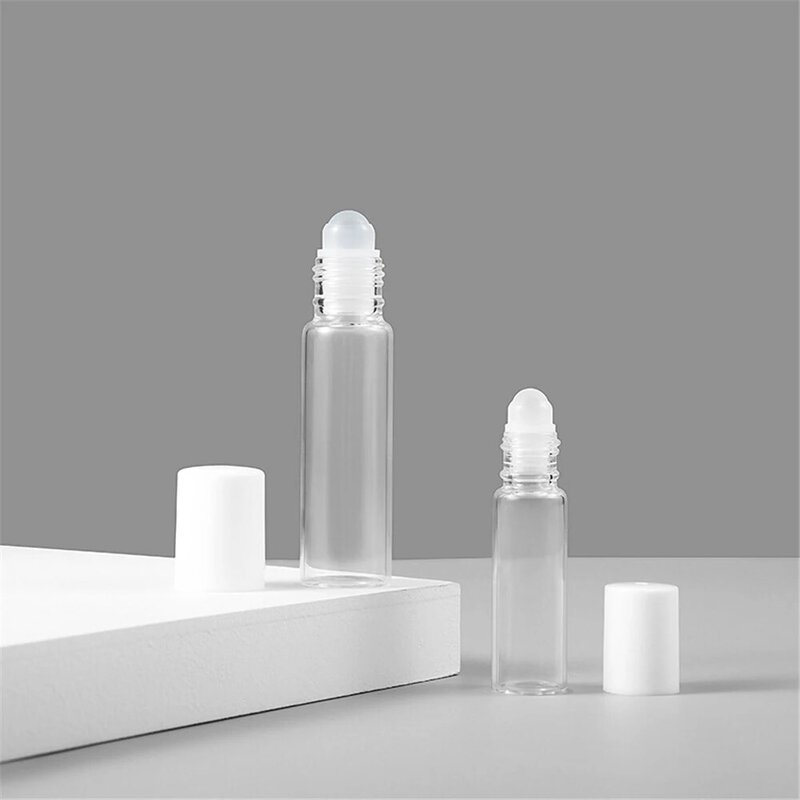 Essential Oil Roller Bottles 10ml 5ml Transparent Glass Roll On Bottle Travel Sample Test Essential Oil Vials With Roller Ball