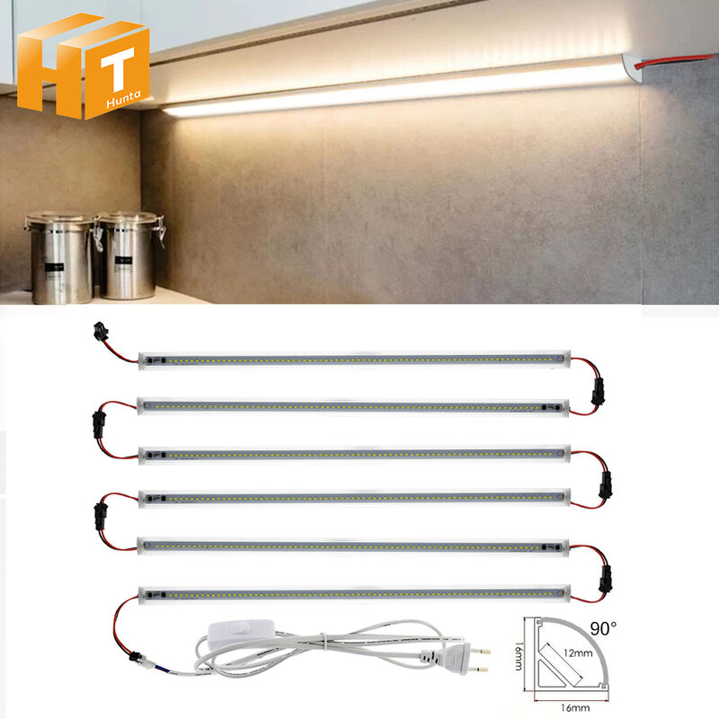 220V oświetlenie szafki LED v-type narożnik ścienny świetlówka biała naturalna/ciepła biała listwa LED szafa oświetlenie kuchenne z przełącznikiem