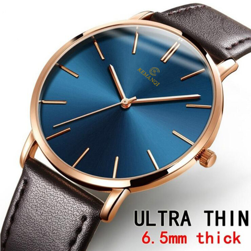 2020 Men Fashion Simple Watches Ultra Thin Mens Watches  Leather Band Quartz Wristwatches Men Gifts erkek kol saati reloj hombre