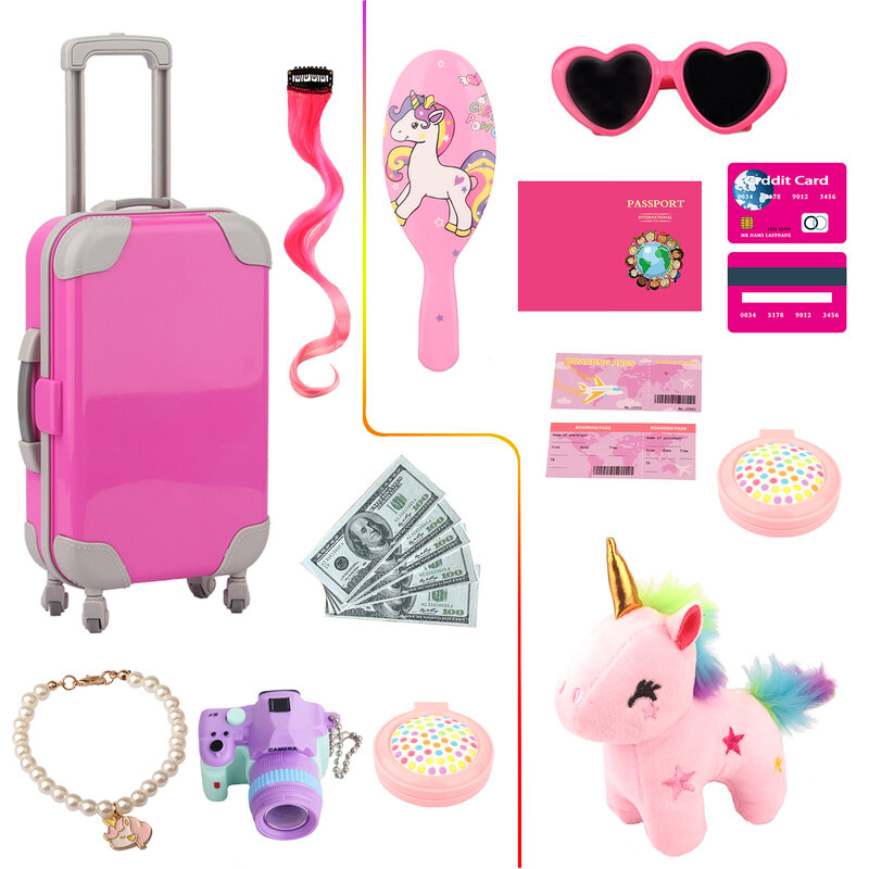 Een Pack = 20 Pcs Amerikaanse 18 Inch Meisje Pop Accessoires Set Speelgoed Meisje Gift Travel Kit Set Voor 43Cm Pasgeboren Baby, rusland, Bjd Pop