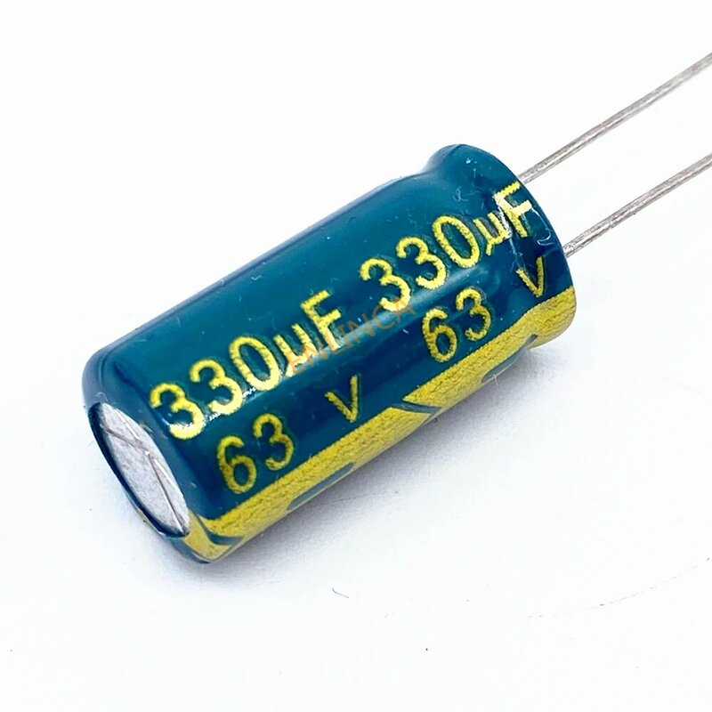Высокочастотный низкоимпедансный алюминиевый электролитический конденсатор, размер 10*20 330 мкФ 330, 20 шт./лот, 63 в, 20% мкФ Ф