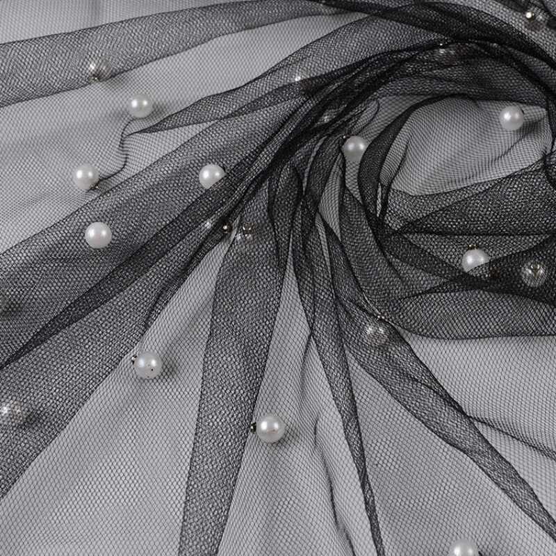 Tela de malla de diamante de cifrado de tela de malla de cuentas DIY artesanía vestido de boda mujeres bufanda de tela textil de gasa de poliéster