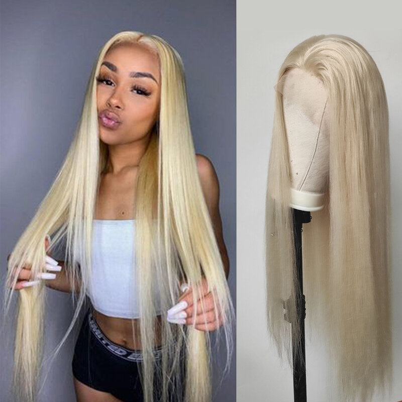 Ash Blonde Straight Lace Front Human Hair Wigs for Women 13x4 Lace Frontal Wigs Prepluck Glueless Brazilian Remy Wigs Female