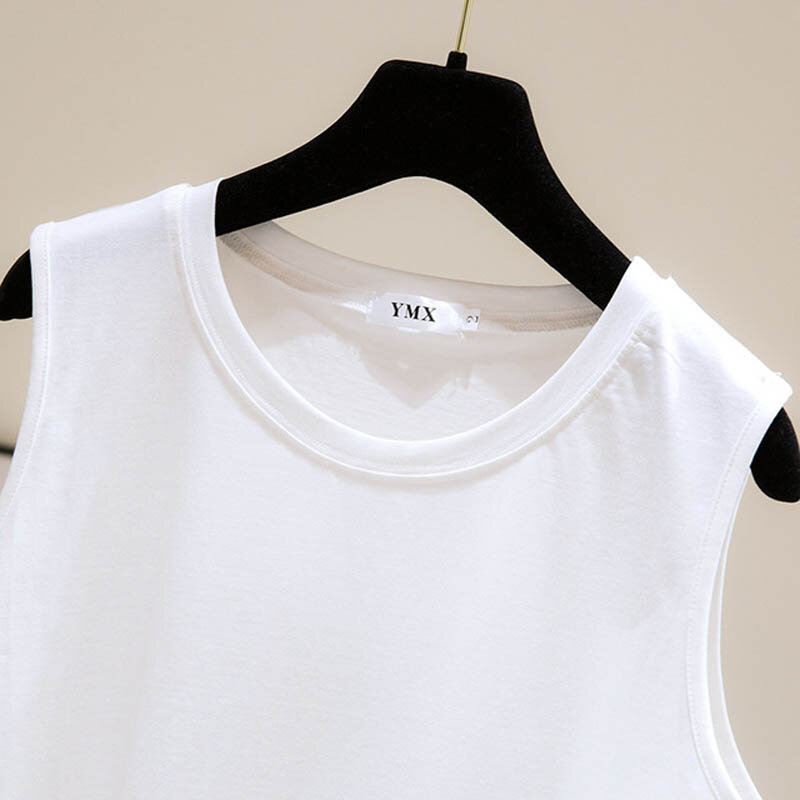Camiseta sin mangas adelgazante para mujer, chaleco holgado de talla grande de 175Kg, 170cm, color blanco y negro, 2xl a 7xl