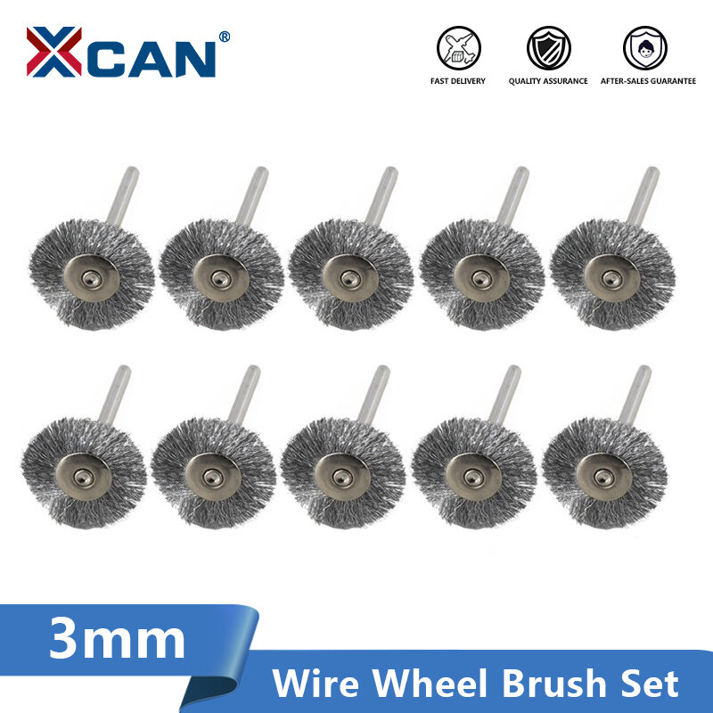 Xcan Wiel Borstel Kit 10Pcs 22Mm Roestvrij Staal/Messing/Nylon Draad Borstel Disc 3.0Mm Schacht voor Dremel Rotary Tool Accessoires