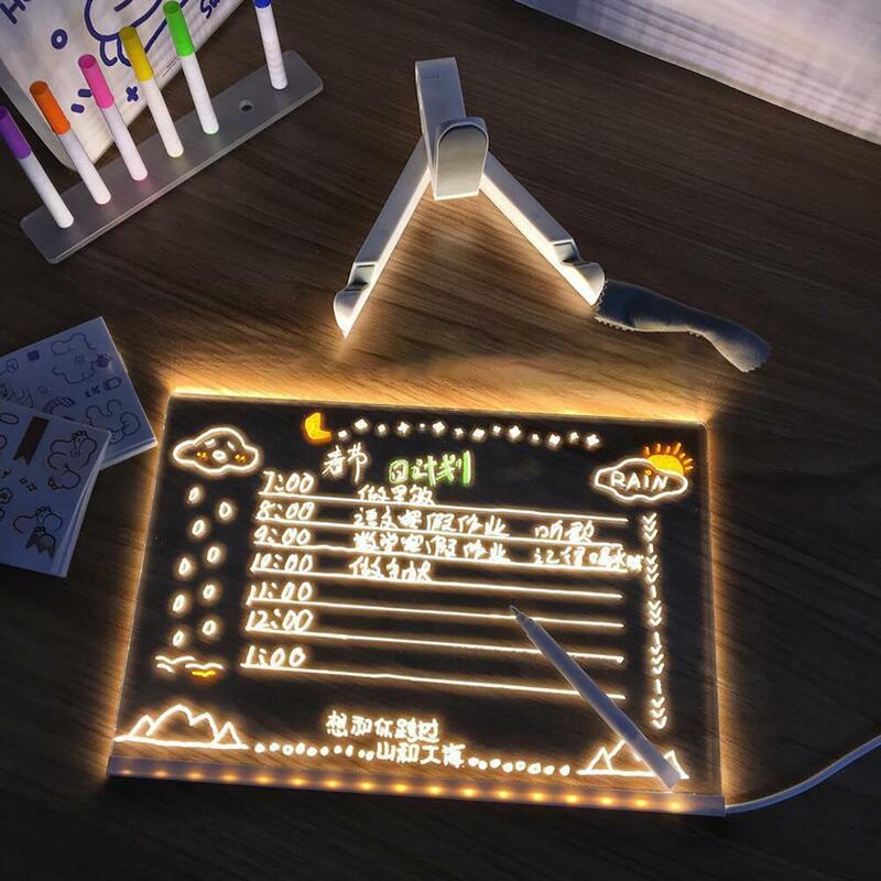 ペン付きのクリエイティブなwordpadボード照明メモボード韓国スタイルのアクリルメモ帳ボード毎日の瞬間メッセージボード