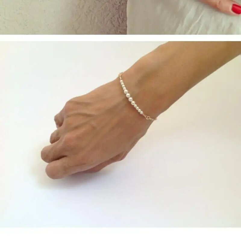 New Simple Streetwear Elegant Pearl bracelets Silver Color Beads Chain For Womens Goth Chain On The Hand Charm Jewelry S2186