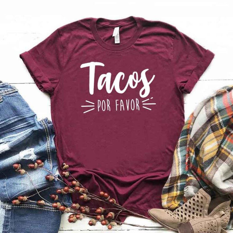 Tacos Por Favor Print Women tshirt Cotton Casual Funny t shirt For Lady Girl Top Tee Hipster Drop Ship NA-293
