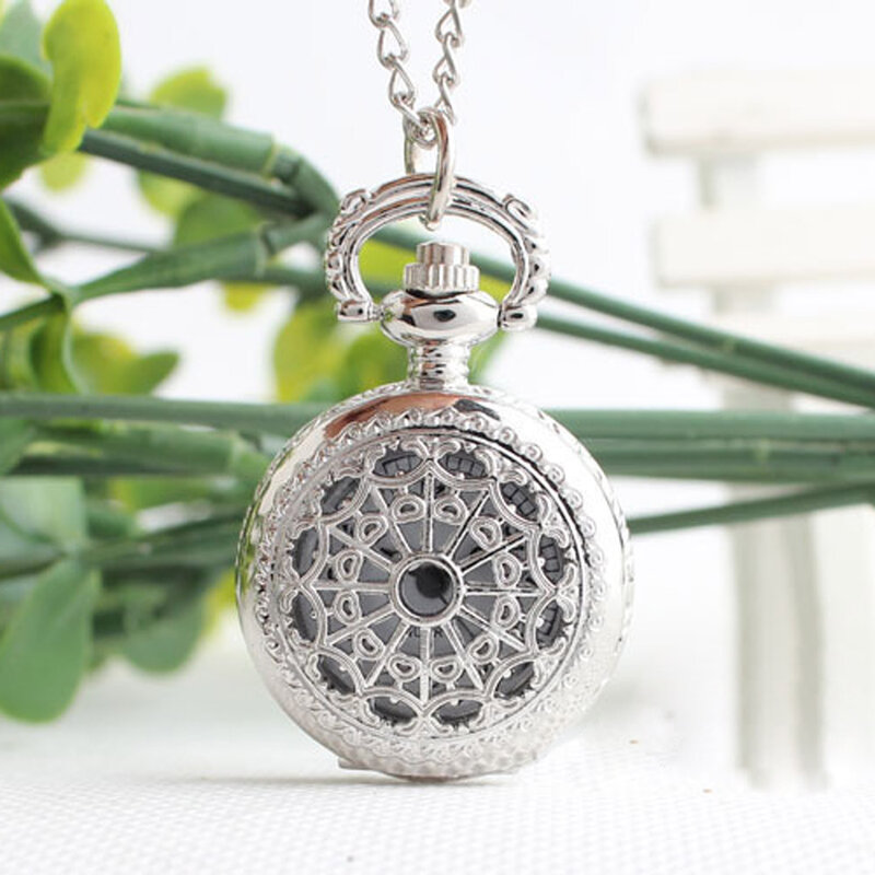 Collana xin-shipping dell'orologio del pendente dei monili di modo della collana dell'orologio da tasca delle ragnatele di piccola dimensione Retro