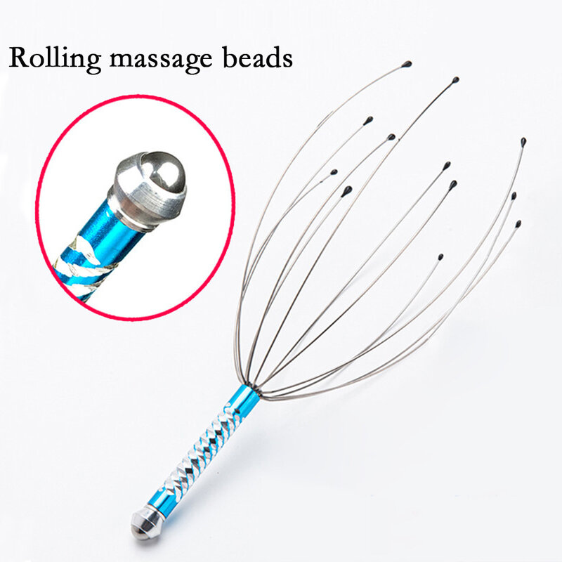 Masajeador de cabeza de pulpo para aliviar la relajación del cuero cabelludo, instrumento de Metal para eliminar el cansancio y la tensión muscular, 2021