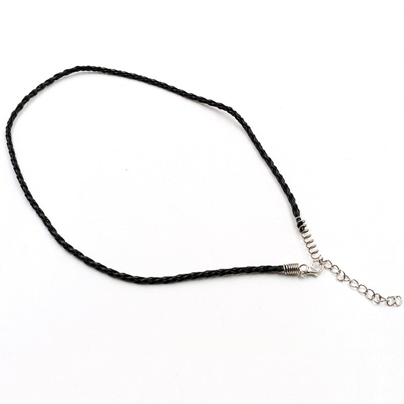 10 unids/lote 3mm hecho a mano de cuero trenzado ajustable collares de cuerda y amuletos colgantes resultados langosta cierre cuerda cordón