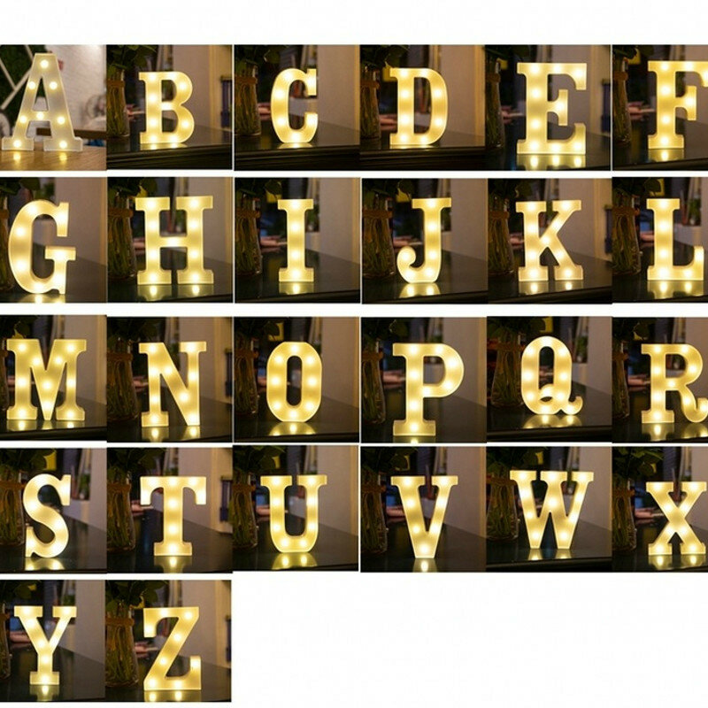 Luminous Creative DIY Alphabet Letter LED Lights Lamp Decor Battery Night Light Party Bedroom Wedding Birthday Christmas Decor