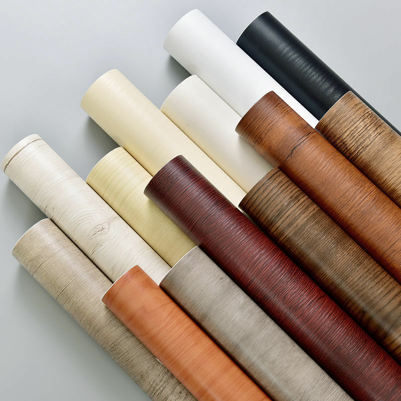 Vinilo autoadhesivo de rayas de madera, papel tapiz de PVC impermeable, pegatina de pared para muebles de armario, decoración del hogar