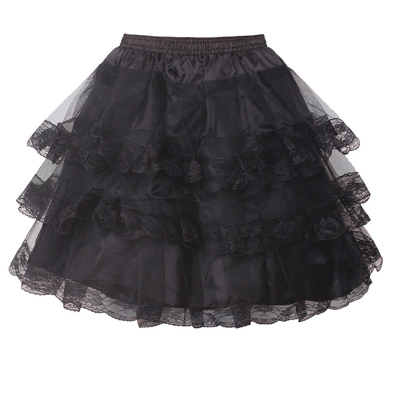 Ngắn Sapphire Petticoat Lolita Petticoat 3 Lớp Viền Ren Đen Trắng Crinoline Váy Cưới
