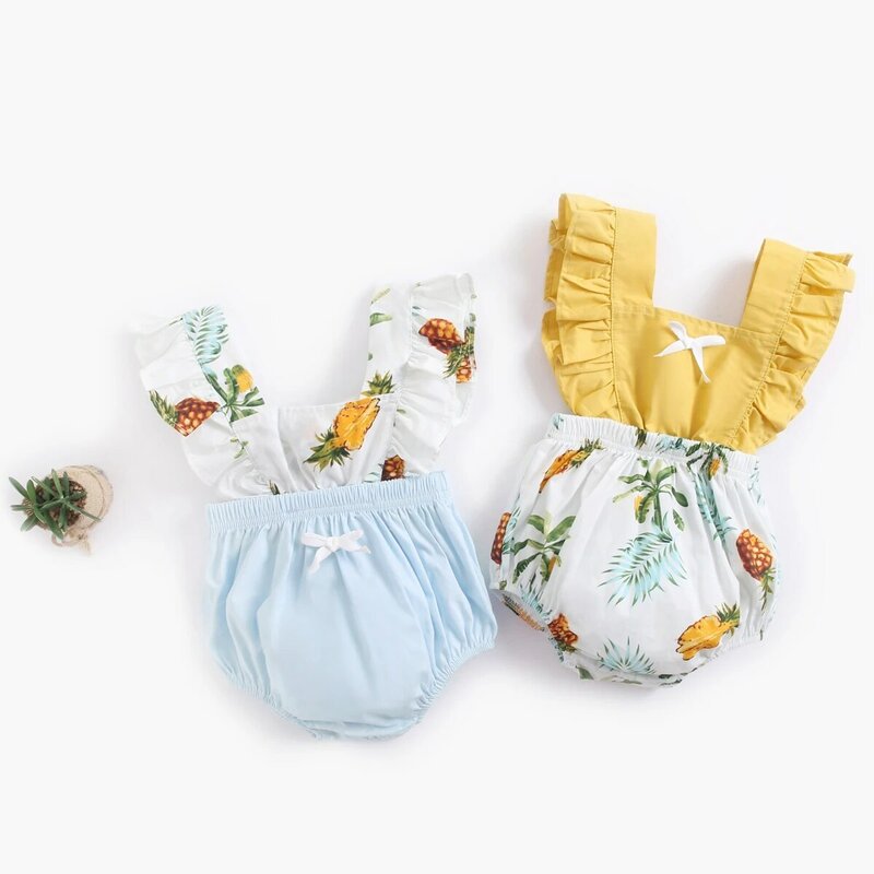 Sanlutoz letnie bawełniane dziewczynek pajacyki noworodka księżniczka ubranka dla dzieci śliczne kwiaty maluch śpioszki niemowlęce