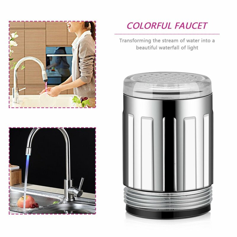 Buse de robinet LED RGB 7 couleurs, température clignotante, aérateur de robinet, économie d'eau, accessoires de cuisine et salle de bains