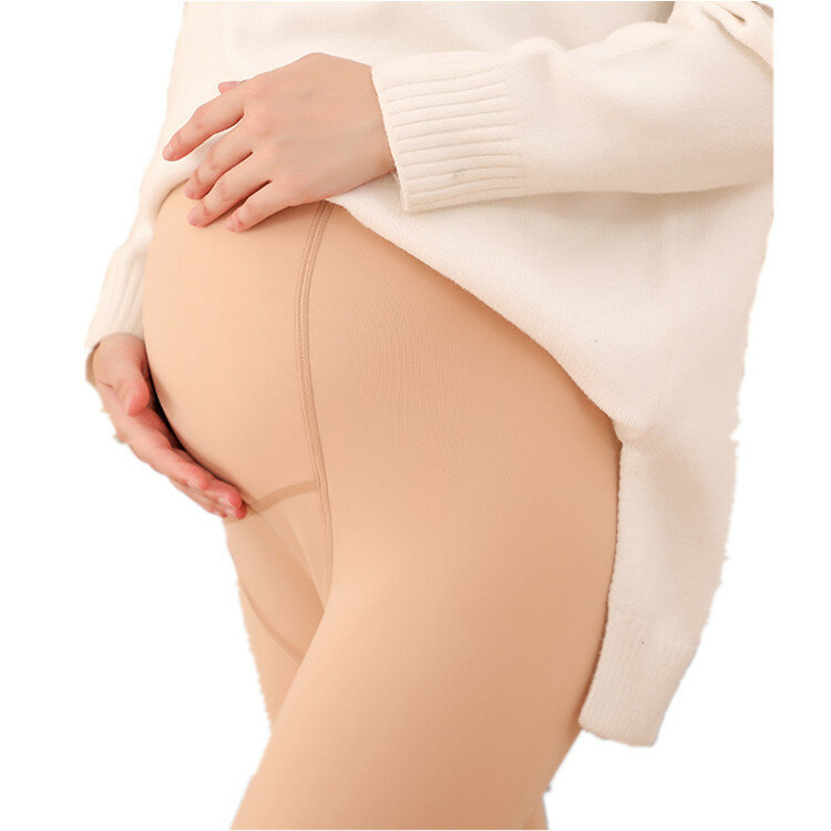 Zima Plus aksamitne grube nylonowe spodnie ciążowe wysokiej talii przeciągnij brzuch legginsy regulowany pasek panie ciepłe spodnie dropshipping