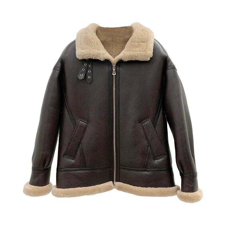 Женское зимнее пальто AYUNSUE из натуральной овечьей кожи, короткая теплая куртка, Женское зимнее пальто, 1129