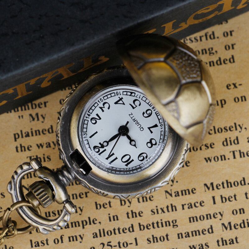 Creative Football Bronze Retro Style Quartz Pocket Watch Pendant FOB Exquisite Gift