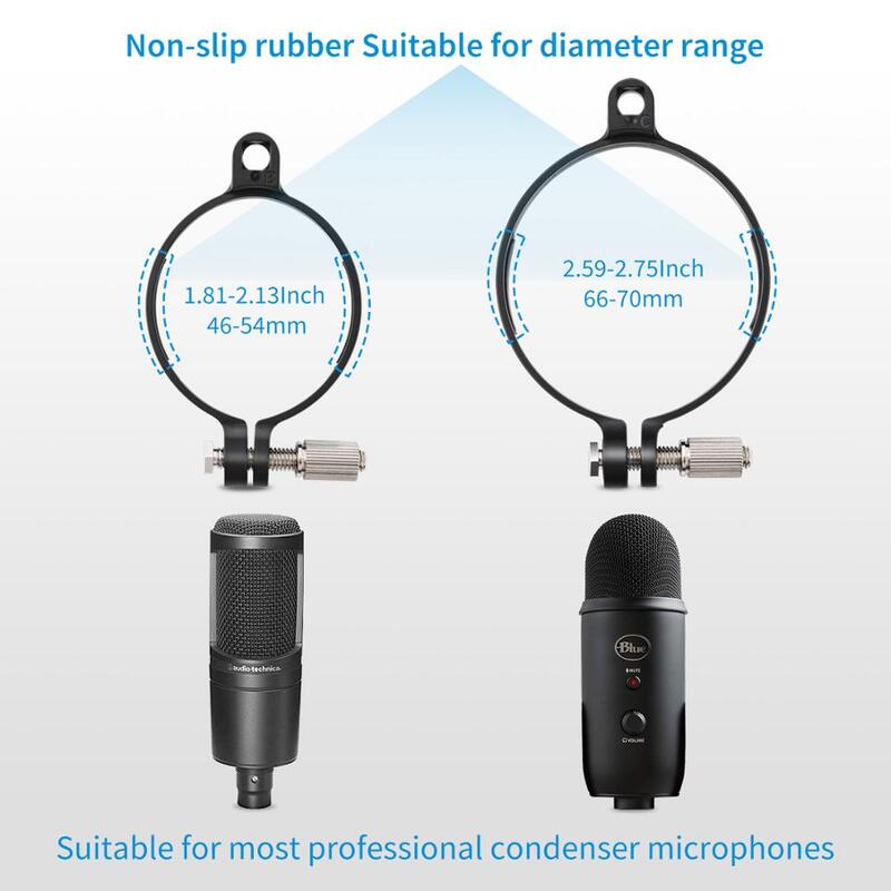 Moukey 3 warstwy mikrofon filtr pop tarcza metalowa mikrofon szyby przedniej w kształcie litery U Studio nagrań mikrofon maska ekranu dla średnicy 46-70mm