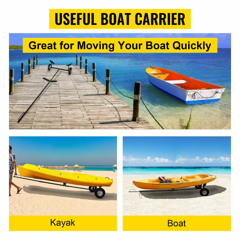 VEVOR-카약 카누 보트 캐리어 카트, 트레일러 트롤리 이동기 돌리, 튼튼한 모래 바퀴, 360 LBS 트레일러 용량, 길이 조절 가능