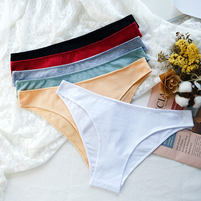 3Pcs/Set Cotton Briefs Seamless Underwear Low Rise Panties For Women Solid Color Comfort Pantys Breathable Female Lingerie M-XXL