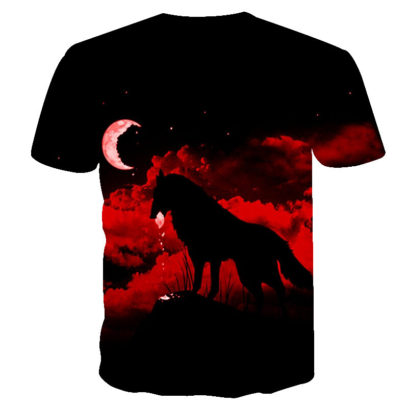 2020 novo verão masculino personalizado t-camisa de impressão lobo 3d camiseta masculina novidade animal topos camiseta masculina manga curta