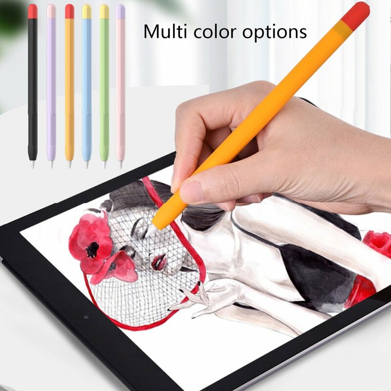 Stylus Abdeckung Silikon Pen Fall Für Apple Bleistift Tablet Nicht-slip Anti-herbst Touch Pens Mit 2 Nib ärmeln Schutzhülle Stift