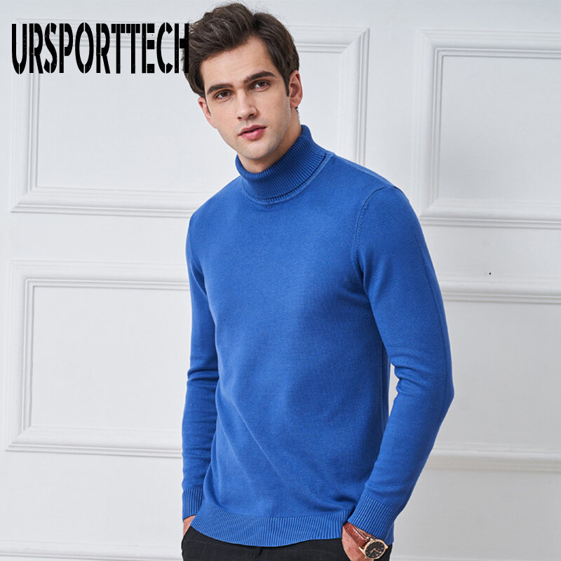 Осенне-зимний толстый теплый кашемировый свитер с высоким воротом, мужские брендовые свитера с высоким воротником, облегающий пуловер, мужские вязаные джемперы