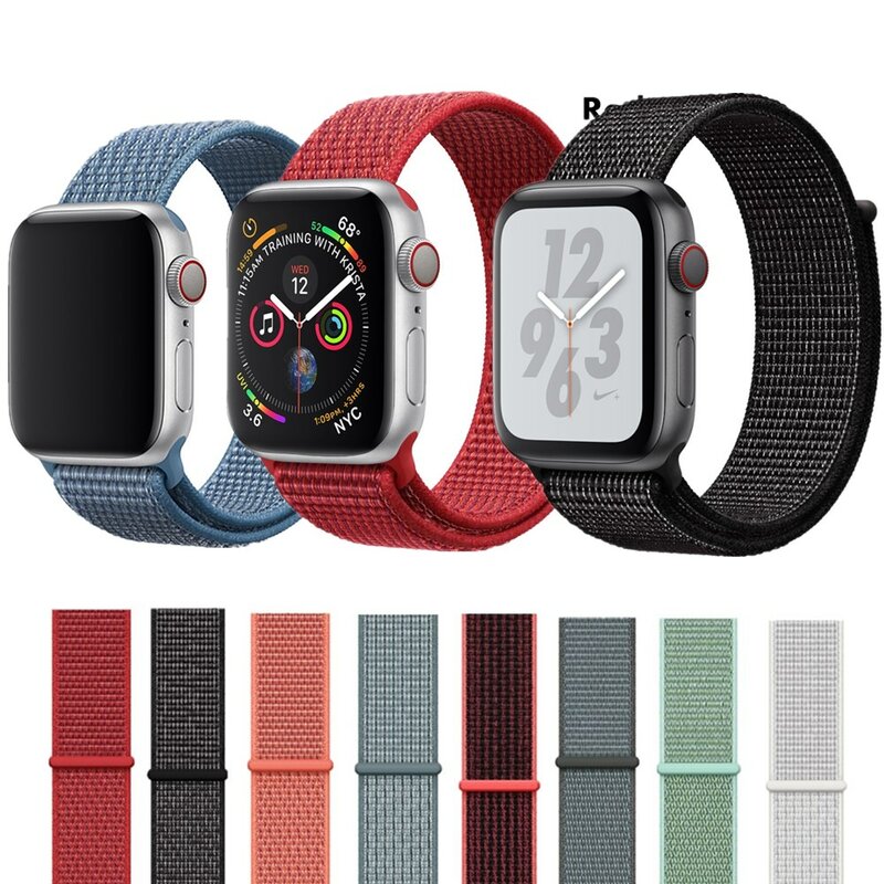 Bandes en Nylon classiques pour Apple Watch Series 5 4 3 2 1 bracelet de remplacement respirant pour Iwatch Edition 38 40 42 44 MM bracelets de montre