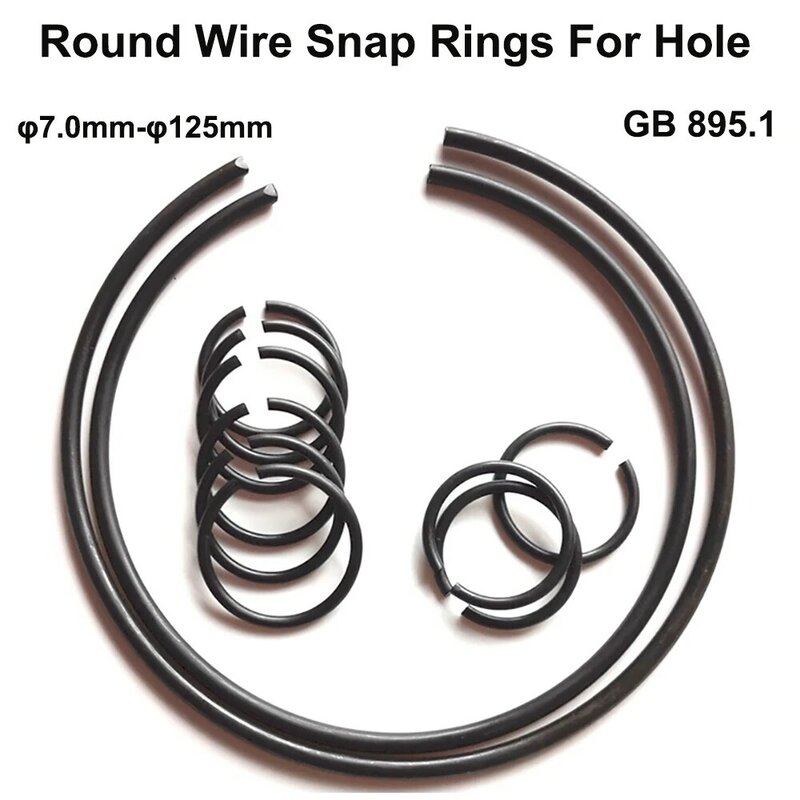 Anéis instantâneos redondos do fio para o furo, aço carbono, M18, GB895.1, 50 PCes
