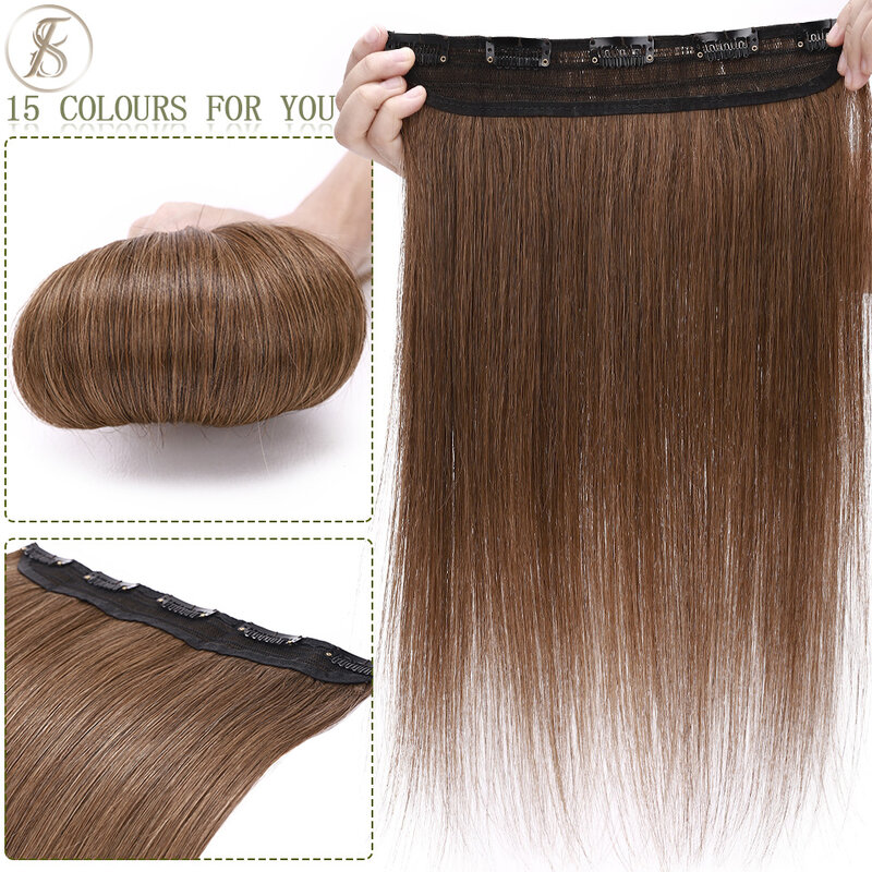 TESS Clip In doczepy z ludzkich włosów 100% Natural Extension spinka do włosów 3/4 na całą głowę Hairpiece 40-60g 10 "-24" klip w naturalne włosy