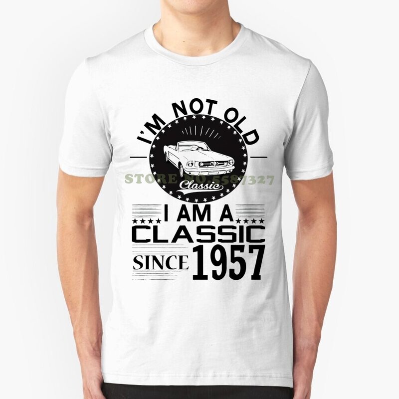 Camiseta de algodão manga curta masculina, aniversário não clássico, desde 1957, nova moda