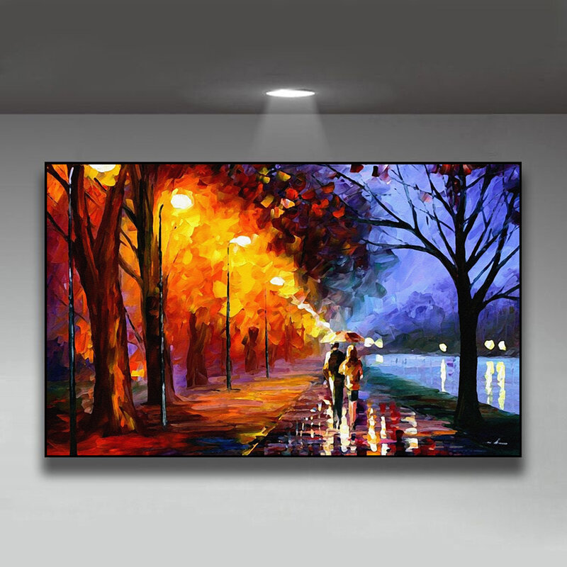 Nordic abstract oil painting lovers in the rain at night canvas painting office living room corridor home decoration murals