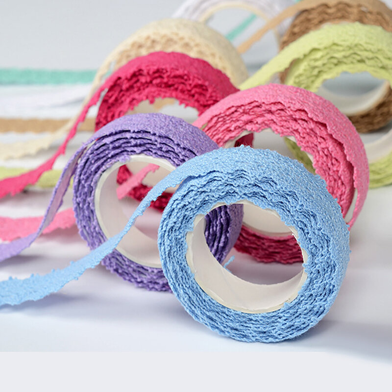 Fabric Cotton Lace Tape Self Adhesive Satin Face Decorative Tape Ribbon Lace Trim For Wedding Decor DIY Embroider
