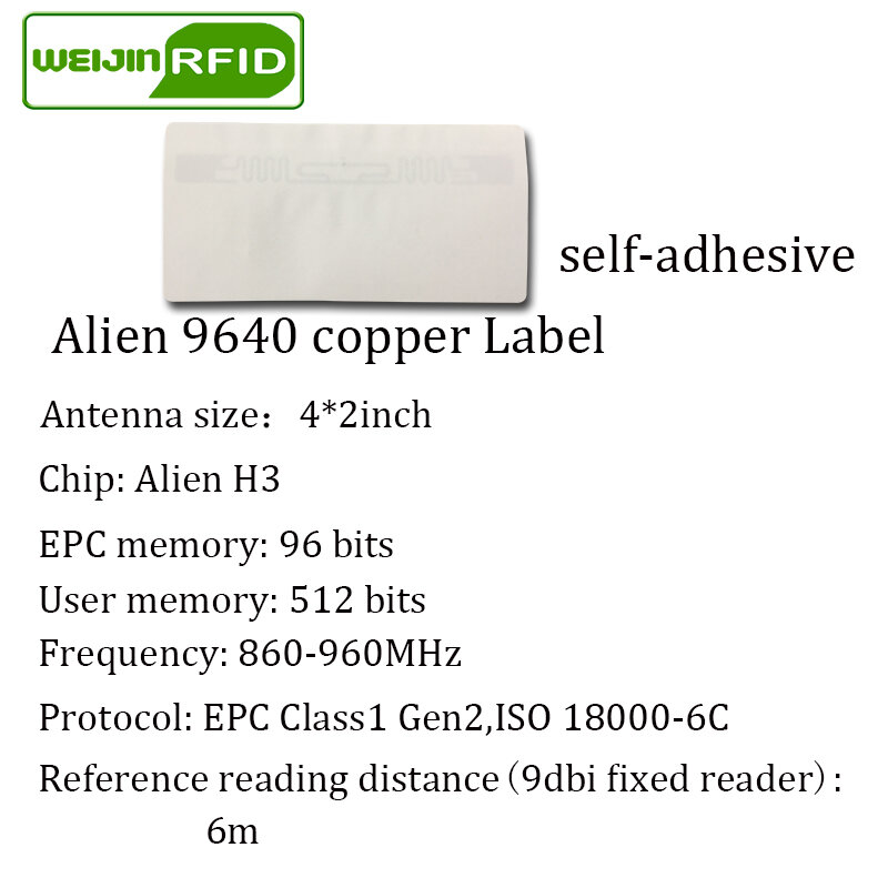التهيئة كتابة رمز UHF RFID علامة ملصقا الغريبة 9640 للطباعة التسمية 915mhzEPCC1G2 6Csmart لاصق السلبي RFID الكلمات التسمية