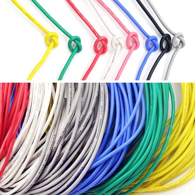 5/10M Copper Wire 32 30 28 26 24 22 20 18 AWG Soft Silicone Rubber Insulated Flexible UL3135 Electron LED Lamp Lighting Cable