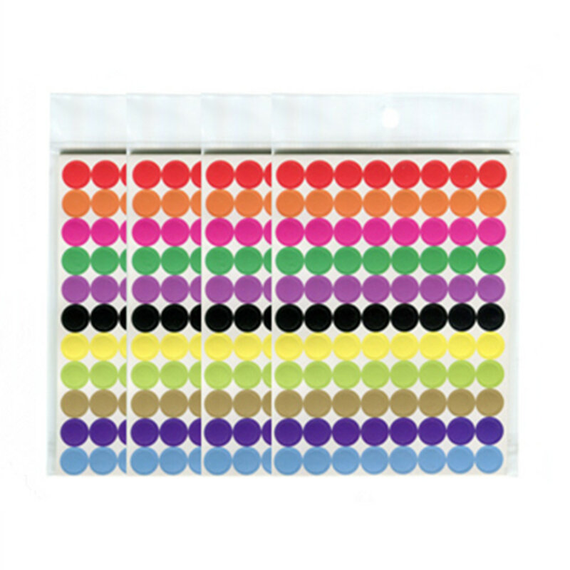 Etiquetas adesivas coloridas kawaii, 880 peças/10 folhas de papel adesivo para vedação em círculo com bolinhas coloridas, etiqueta de pacote, decoração de festa