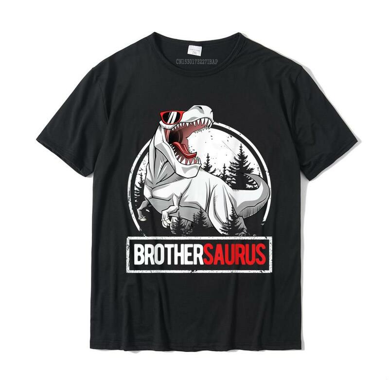 Рубашка Brother Saurus для мальчиков, футболка с надписью Rex на день рождения с динозавром, топы, футболки, простая рубашка, хлопковый Мужской Топ, классические футболки