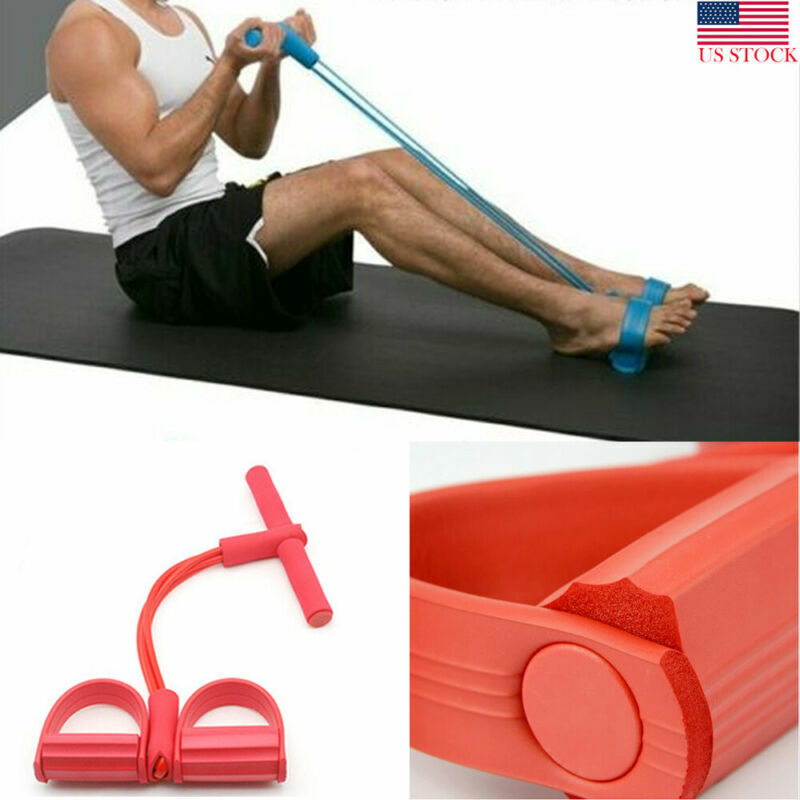 4 Tubes Strong Fitness Yoga Resistance Bands Latex Pedal Sit- up Shaping Exerciser Puller Rope Resistance Movement Equipment