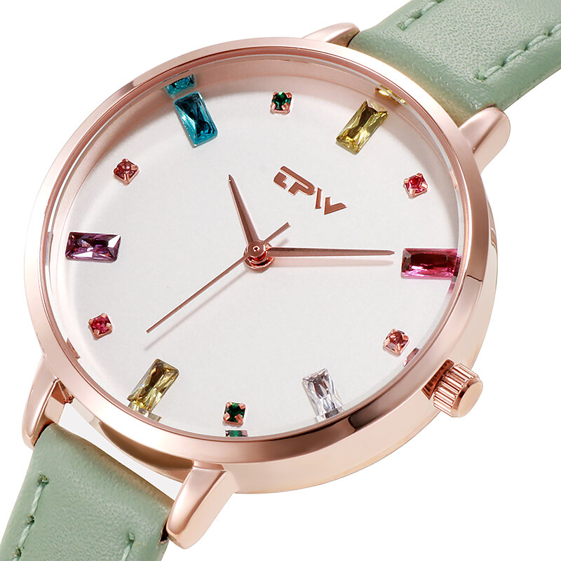 Gemstone zegarki damskie pasek ze skóry naturalnej nowoczesny stylowy lekki luksusowy zegar biznesowy