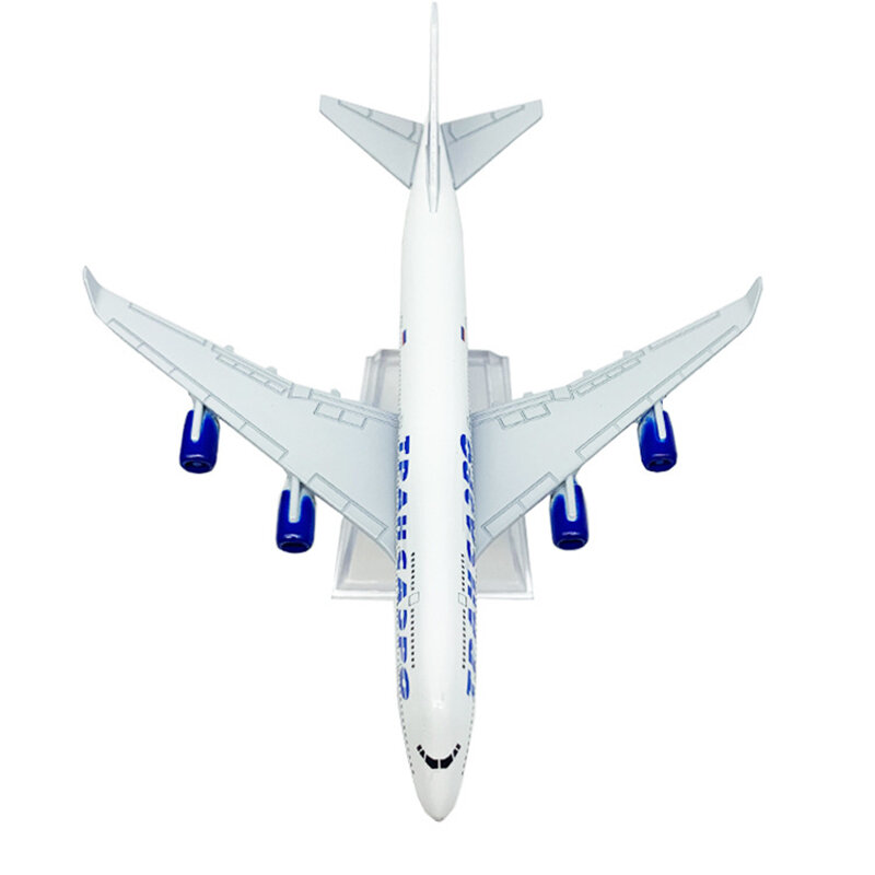 16CM Pesawat Model Bahasa Rusia Transaero Airlines Boeing B747 Diecast Logam Paduan Pesawat Pesawat Mainan Anak Hadiah Koleksi Tampilan